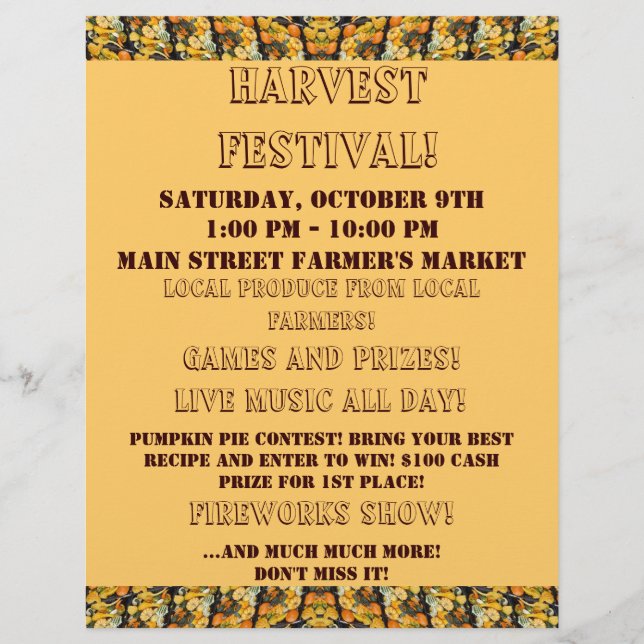 Händelse höst - All text kan ändras. Reklamblad (Framsidan)