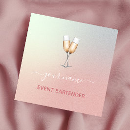 Händelse Party Bartender Champagne Glass Rosa Ombr Fyrkantigt Visitkort