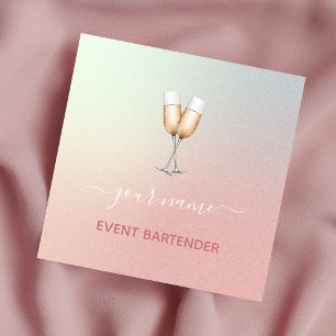 Händelse Party Bartender Champagne Glass Rosa Ombr Fyrkantigt Visitkort