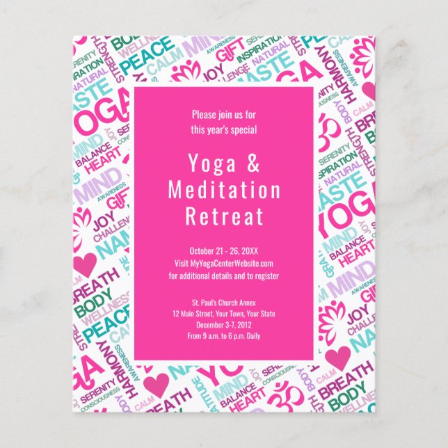 Händelseåterreat eller workshop för Yoga Meditatio Flygblad (Framsidan)