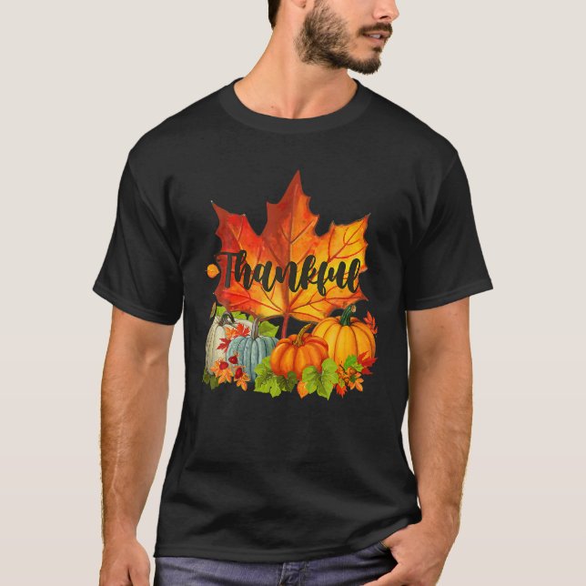 Händelsedag Thanksgivingen höstfällemappning Löv t Shirt (Framsida)