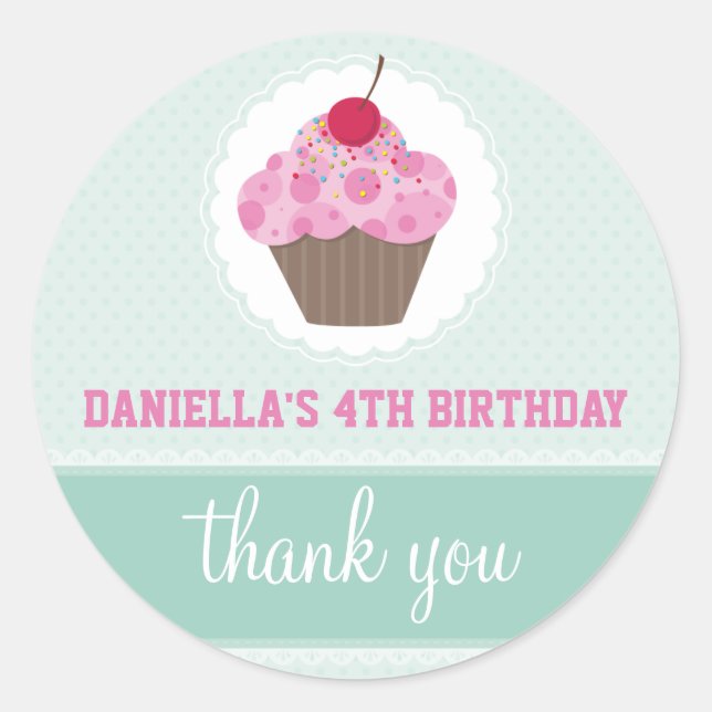 HÄNDELSEDEKORATISTICKER: cupkaka 1 Runt Klistermärke (Framsida)