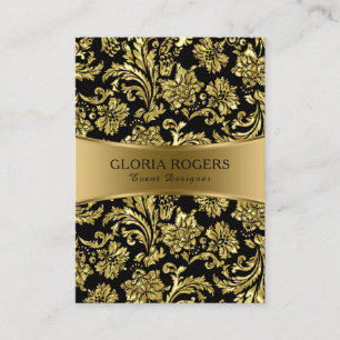 Händelsedesignermall för guld & Black Blommigt Dam Visitkort