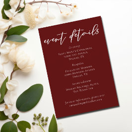 Händelseinformation för elegant Burgundy Typograph Tilläggskort