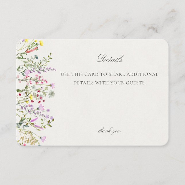 Händelseinformation för Wildblomma Boho-Blommigt I Tilläggskort (Framsida)