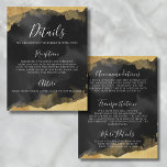 Händelseinformationskort för guld Watercolor Mitzv OSA Kort<br><div class="desc">Information om Pub eller Bat mitzvah händelsekort för elegant. Perfekt för att dela viktig snyggt med dina gäster är detta kort designat för att ge information om evenemangsdagen i firande eller hela helg, med utrymme för information både på framsidan och baksidan. Utformningen har en slimmad svart bakgrund som är framtagen...</div>