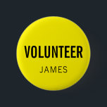 Händelseknapp för gultens frivilligarbetare Namn Knapp<br><div class="desc">Gult Volunteer Namn-händelseknapp Modern volontärknapp i fet stil och ljusa färger,  gult och svart med eget namn. Perfekt för besättning,  personal,  praktikant,  grupper och evenemang.</div>
