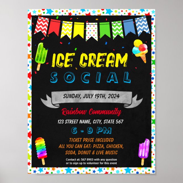 Händelsemall för Ice Cream Social Poster (Framsidan)