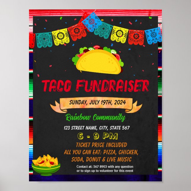 Händelsemall för insamlingshändelse för Taco Dinne Poster (Framsidan)