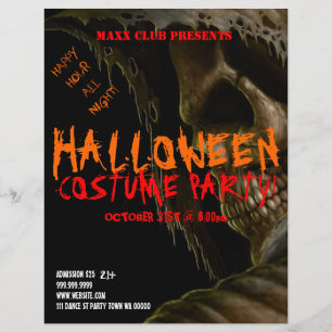 Händelsemeddelande för Skull Halloween fest Reklamblad