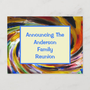 Händelsemeddelande om Family Reunion Tie Dye Swirl Vykort