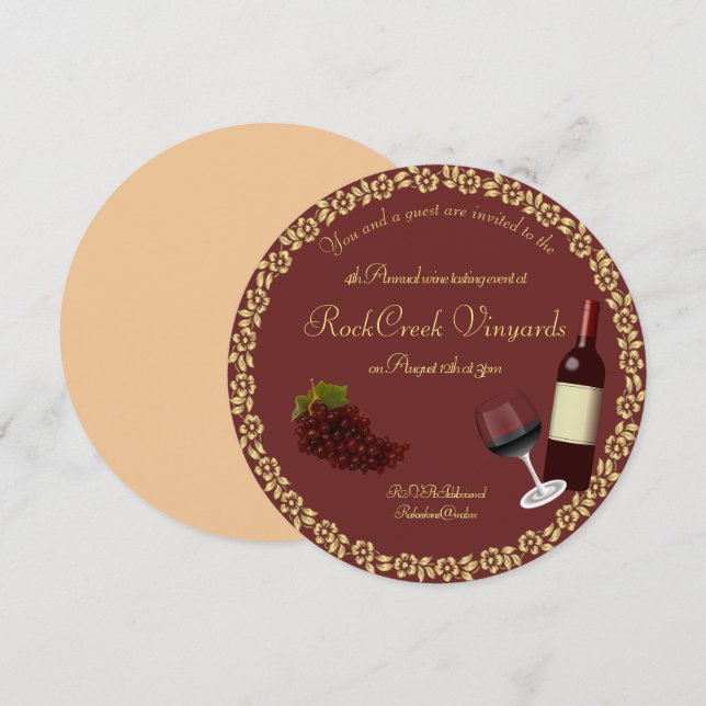 Händelsemeddelande till Vin Tast Party Inbjudningar (Fram/baksida)