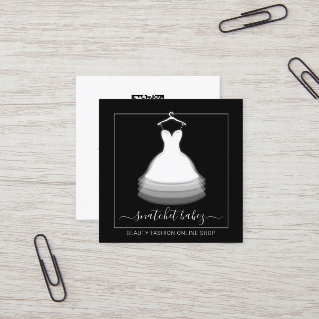 Händelsemeddelandeadress QR-Logotyp, svart i mode  Fyrkantigt Visitkort (Fram/Back In Situ)