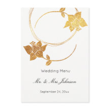 Händelsemeny för Vit delikat Guld Blommigt Bröllop