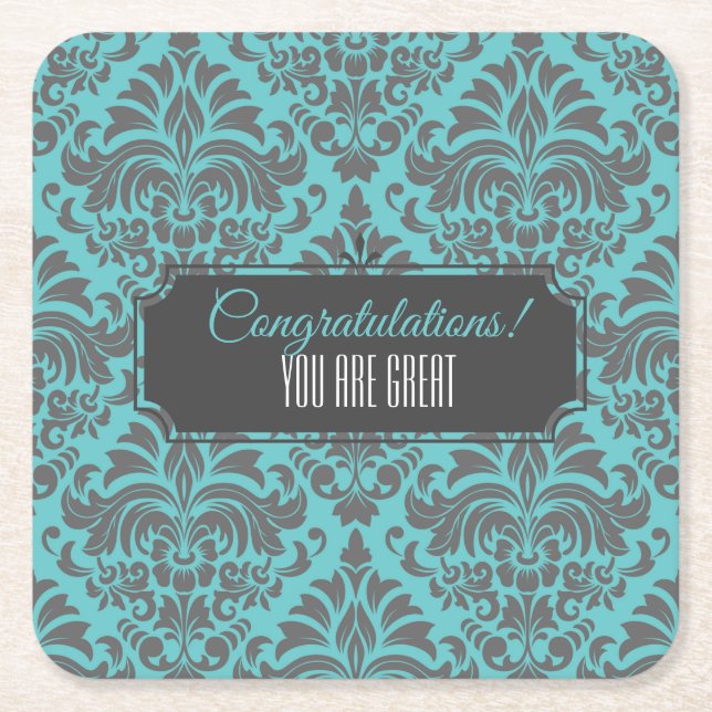 Händelsen anpassade Damask Underlägg Papper Kvadrat (Framsidan)