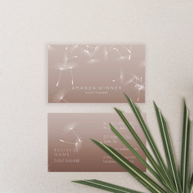 Händelsen Dandelion Confetti Chocolate Glam Ombre Visitkort (Dandelion Confetti Chocolate Glam Ombre Event Business Card)
