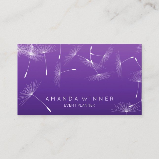 Händelsen Dandelion Confetti Lila Lavanda Glam Omb Visitkort (Framsida)