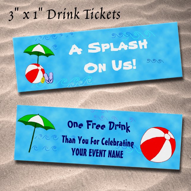 Händelsen Drink Biljett vid anpassningsbar i Bassä (Pool Party Event Drink Tickets)