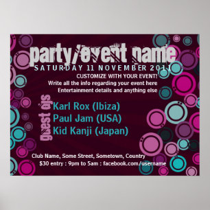 Händelsen funky Bubbles Party Poster