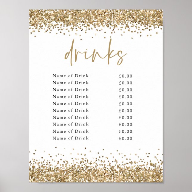 Händelsen Guld Glitter Party Drinces Prices Pub Si Poster (Framsidan)