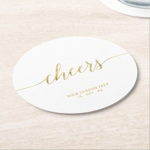 Händelsen Guld Modern Lettering Cheers Party Underlägg Papper Rund