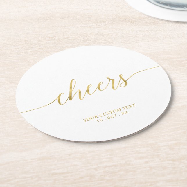 Händelsen Guld Modern Lettering Cheers Party Underlägg Papper Rund (Vinklad)
