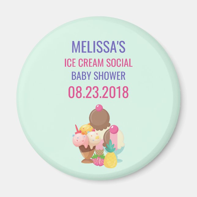 Händelsen Ice Cream Social Baby Shower Magnet (Framsidan)