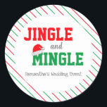 Händelsen Jingle och Mingle jul Bröllop Runt Klistermärke<br><div class="desc">Händelseartiklar till Jingle och Mingle-julen bröllop,  med skyddad,  strimlad bakgrund</div>