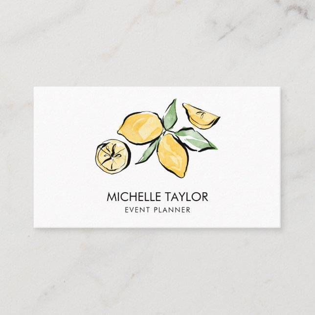 Händelsen Lemon Summer Tropical Citrus Modern Girl Visitkort (Framsida)