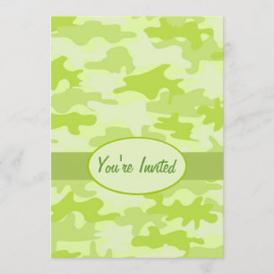 Händelsen Lime Green Camo Camouflage Party Inbjudningar