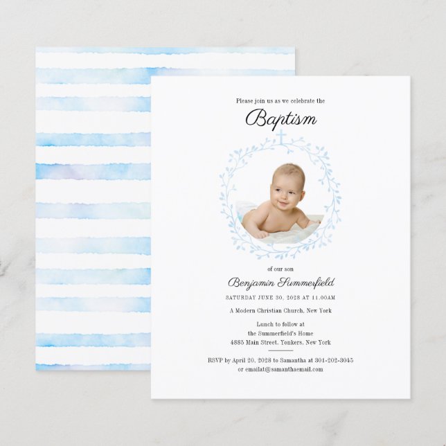 Händelsen Religiösa för Baby-fotobaptism i, Inbjud (Fram/baksida)
