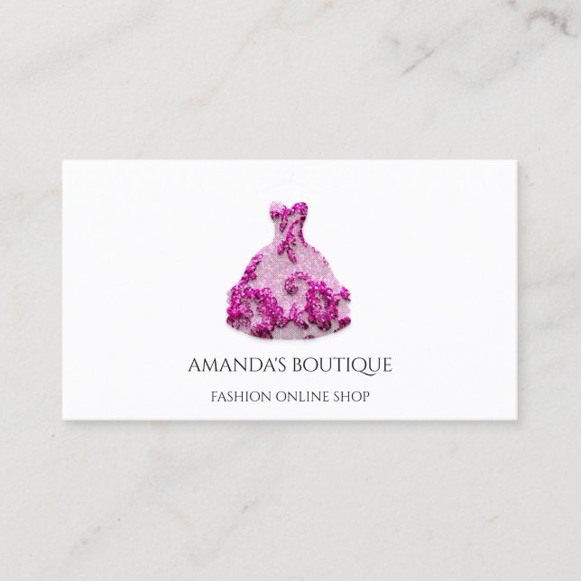 Händelsen rosa Blommigt Dress Logotyp Mode Bröllop Visitkort (Framsida)