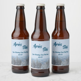 Händelsen Snowy Mountain Forest Apres Ski Bröllop Ölflaska Etikett