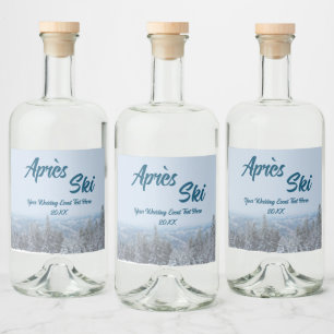 Händelsen Snowy Mountain Forest Apres Ski Bröllop Spritflaskor Etikett