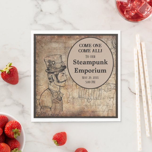 Händelsen Steampunk Inventor Top hat Personlig Pappersservett (Insitu)