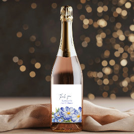 Händelsen Tack för blommigt Blue Chinoiserie Möhip Vinflaska Etikett