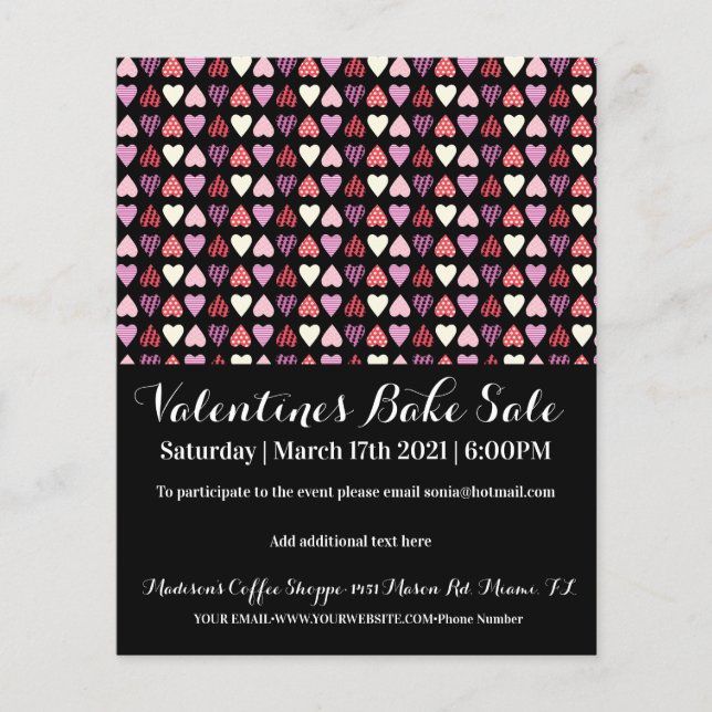 Händelsen Valentines day Event Party Bake Sale Cha Flygblad (Framsidan)