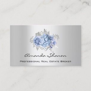 Händelsens Blommigt Blue GrayLogo QRCODE Bröllopsf Visitkort