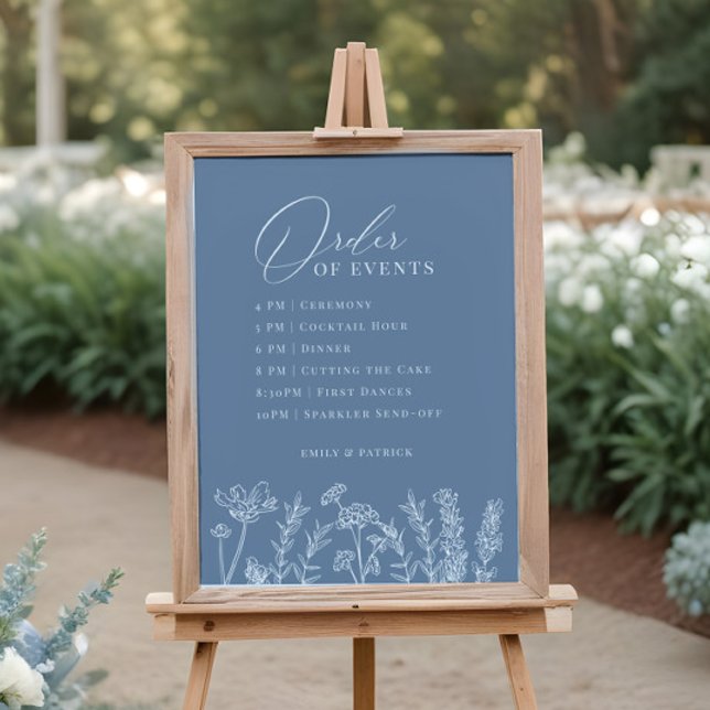 Händelseordning Bröllop Periwinkle Wildblomme-teck Poster (Skapare uppladdad)