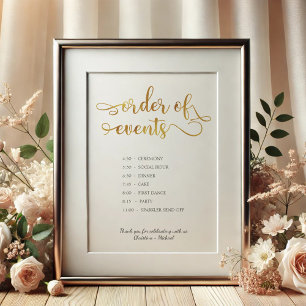 "Händelseordning" Bröllop-tecken för tidslinjen Gu Poster