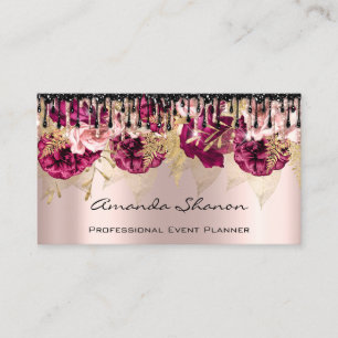 Händelseplanerare Bröllop Ro Blommigt Drip Logotyp Visitkort