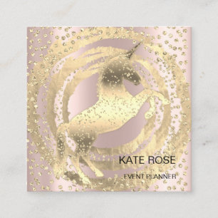 Händelseplanerare Ro Unicorn Guld Glitter Fyrkantigt Visitkort