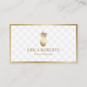 Händelseplaneraren Modern Guld-ananas lyxvit Visitkort
