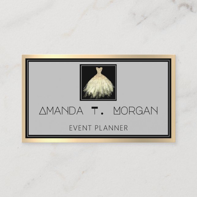 Händelseplanerdance Bröllop Bloggare Dress Guld Visitkort (Framsida)