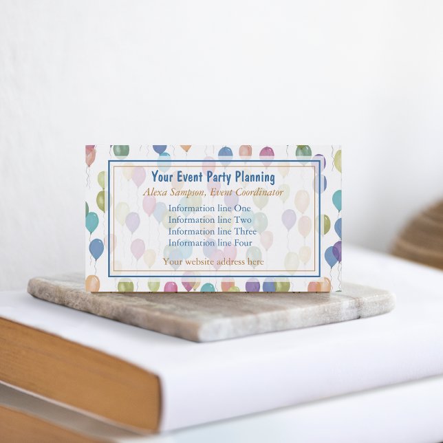 Händelseplanering för ballonger Mönster Party Visitkort (Skapare uppladdad)
