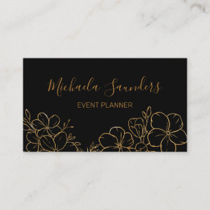 Händelseplanering för Chic Black Guld Blommigt L Visitkort