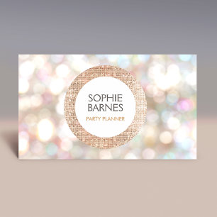 Händelseplanering för Cute Bokeh och Ro Guld Sequi Visitkort