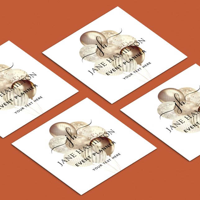 Händelseplanering för Monogram Guld Fyrkantigt Visitkort (Skapare uppladdad)