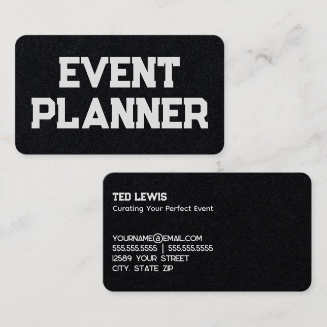 Händelseplanering för organisatör visitkort (Fram/baksida)
