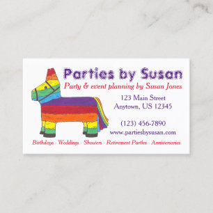 Händelseplanering för Rainbow Piñata Party Visitkort